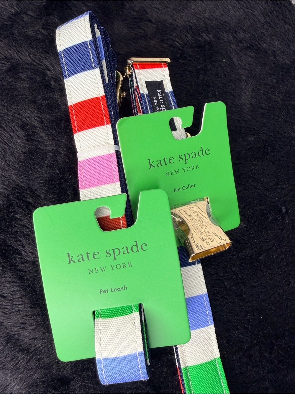 Kate Spade Striped Pet Leash and Collar Set - Multicolor